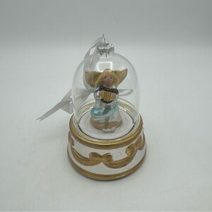 Vintage MR CHRISTMAS GLASS GLOBE WIND UP MUSICAL ANGEL CHRISTMAS DECORATION